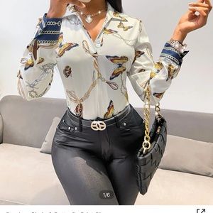Chain and butterfly print top